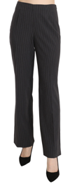 BENCIVENGA BENCIVENGA BLACK STRIPED COTTON SRETCH DRESS TROUSERS WOMEN'S PANTS