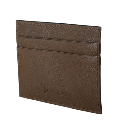 Billionaire Italian Couture Elegant Turtledove Leather Men's Wallet In Brown