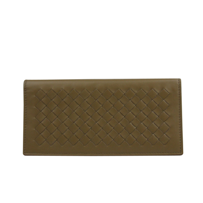 Bottega Veneta Men's Woven Long Light Brown Leather Bifold Wallet 390878 2314