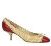 Bottega Veneta Women's Bow Beige Red Straw Leather Ballet Flat 338295 9867 (39.5 Eu / 9.5 Us) In Beige Red