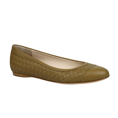 Bottega Veneta Womens Intrecciato Brown Leather Flat Slippers 370132