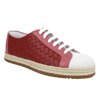 BOTTEGA VENETA BOTTEGA VENETA WOMEN'S PINK / RED LEATHER WOVEN LACE UPS SNEAKERS 451689 5768