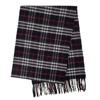 BURBERRY BURBERRY NAVY VINTAGE CHECKER CASHMERE LONG SCARF WITH FRINGE