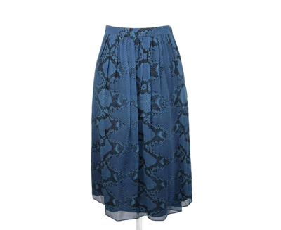 Burberry Womens Mineral Blue Silk Pleated Skirt