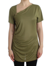 CAVALLI CAVALLI ELEGANT GREEN JERSEY BLOUSE WITH GOLD WOMEN'S ACCENTS
