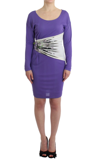 Cavalli Women Purple Long Sleeve Dress
