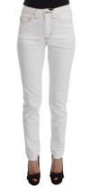 CAVALLI CAVALLI WHITE COTTON BLEND SLIM FIT WOMEN'S JEANS