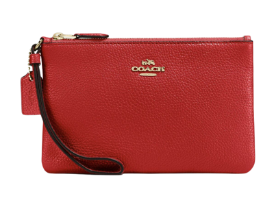 Coach Box Program Small Wristlet In Electric Red