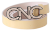 Costume National Beige Leather Pink Letter Logo Belt In Beige