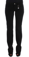 Costume National Chic Black Slim Fit Zippered Cotton Jeans In Black