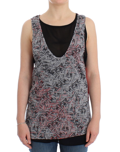 Costume National Elegant Sleeveless Black & Red Top