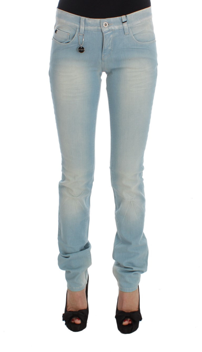 Costume National Cotton Blend Super Slim Jeans In Blue