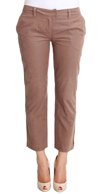 Costume National Chic Brown Cropped Corduroy Pants In Brown