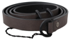 Costume National Brown Leather Skinny Round Buckle Belt In Brown