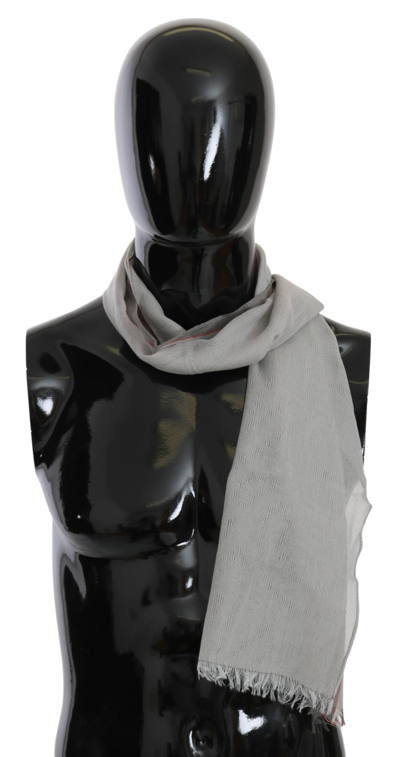 Costume National C'n'c   Fringe Neck Wrap Cotton Scarf In Gray