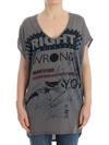 Costume National Elegant V-neck Tunic With Motive Print In Gray