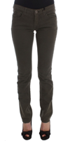 Costume National Green Cotton Blend Slim Fit Jeans In Green