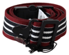 COSTUME NATIONAL COSTUME NATIONAL STRIPED LEATHER FASHION BELT IN BLACK &AMP; WOMEN'S RED