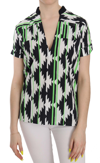 Costume National C'n'c  Multi Color Plunging Top Blouse In Multicolor