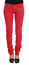 COSTUME NATIONAL COSTUME NATIONAL RED COTTON BLEND SUPER SLIM FIT WOMEN'S JEANS