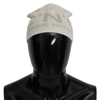 COSTUME NATIONAL COSTUME NATIONAL CHIC WHITE BEANIE WITH BEIGE BRAND MEN'S DETAIL