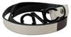 Costume National White Black Leather Letter Logo Buckle Belt In White