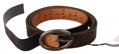 Costume National Belt Brown Wx Silver Buckle Holes Belt