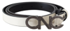 Costume National Belt Mettalic Gray Leather Logo Belt In White
