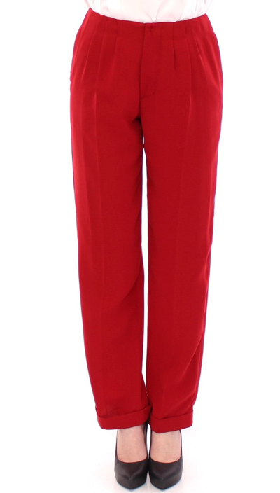 Cote Co|te Red Wool Straight Dress Women's Trousers