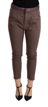 CYCLE CYCLE BROWN MID WAIST CROPPED SKINNY STRETCH WOMEN'S TROUSER