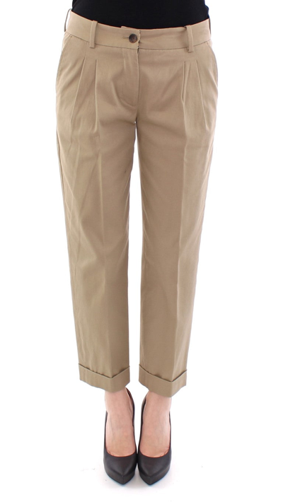 Dolce & Gabbana Beige Cotton Cropped Chinos Trousers