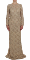 Dolce & Gabbana Beige Floral Lace Sheath Maxi Dress In Beige