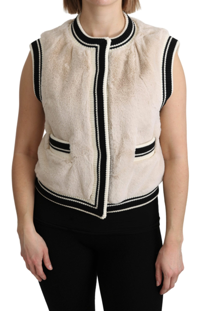 DOLCE & GABBANA DOLCE & GABBANA ELEGANT SLEEVELESS FAUX FUR WOMEN'S VEST