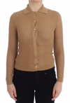 Dolce & Gabbana Beige Knitted Cotton Polo Cardigan Sweater In Beige