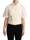 Dolce & Gabbana Beige Silk Sleeveless Waistcoat Vest In Beige
