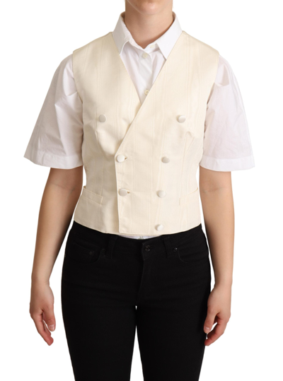 Dolce & Gabbana Beige Silk Sleeveless Waistcoat Waistcoat