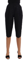 Dolce & Gabbana Black Brocade High Waist Capri Shorts In Black