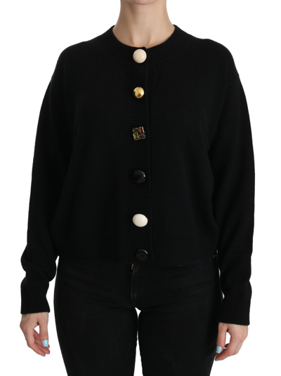 DOLCE & GABBANA DOLCE & GABBANA ELEGANT BLACK CASHMERE CARDIGAN WOMEN'S TOP