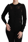 DOLCE & GABBANA DOLCE & GABBANA BLACK CASHMERE LACE CARDIGAN WOMEN'S SWEATER