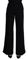 Dolce & Gabbana Black Cashmere Wide Leg Women Trouser Pants In Black