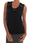 Dolce & Gabbana Black Cotton Floral Crystal Tank Top In Black