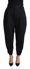 Dolce & Gabbana Black Cropped Dress High Waist Polyester Pants In Black