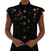 DOLCE & GABBANA DOLCE & GABBANA EMBELLISHED BLACK MILITARY STYLE WOMEN'S VEST