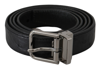 Dolce & Gabbana Black Exotic Skin Pattern Silver Buckle Belt In Black