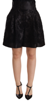 Dolce & Gabbana Black Floral Embroidery Silk High Waist Shorts In Black