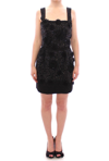 DOLCE & GABBANA DOLCE & GABBANA BLACK FLORAL CRYSTAL EMBEDDED WOMEN'S DRESS