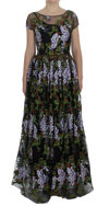 DOLCE & GABBANA DOLCE & GABBANA BLACK FLORAL EMBROIDERED FULL MAXI WOMEN'S DRESS