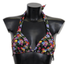 Dolce & Gabbana Black Floral Print Swimsuit Beachwear Bikini Tops In Black
