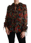 Dolce & Gabbana Black Floral Roses Blouse Silk Top In Black