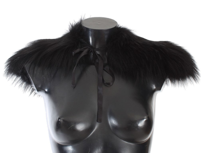 Dolce & Gabbana Black Fox Fur Collar Women's Scarf